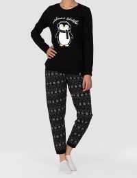 بلوز زنانه چاپدار پنگوئن و برف - تصویر 4